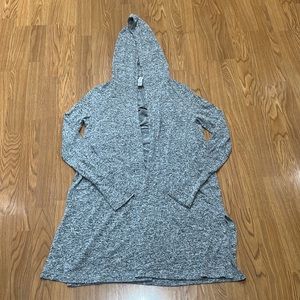 Athleta Hooded Cardigan, Mid-Length, Gray, Knit, Open Front, Size XS